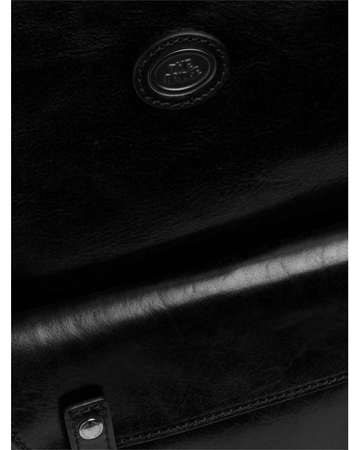 The Bridge Black Buckle-Detail Leather Backpack for men