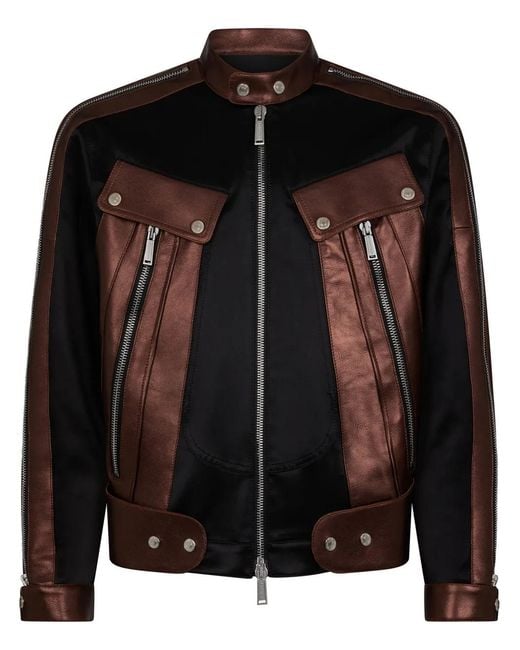 DSquared² Black Metallic Panelled Bomber Jacket for men