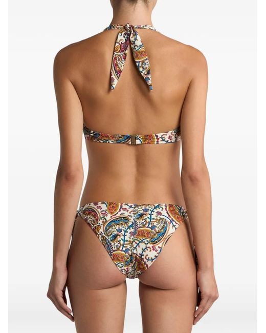 Etro Metallic Floral Paisley Triangle Bikini