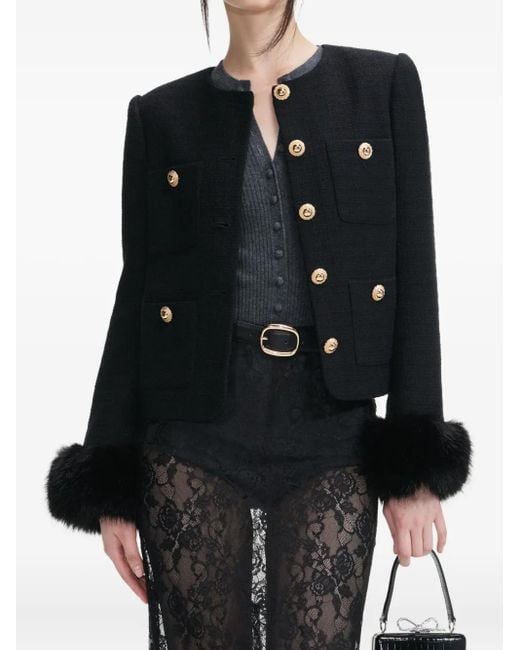 Self-Portrait Black Tweed Jacket