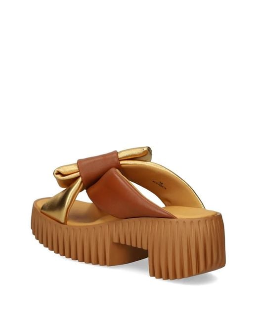 4Ccccees Brown Plia Bow Platform Leather Sandals