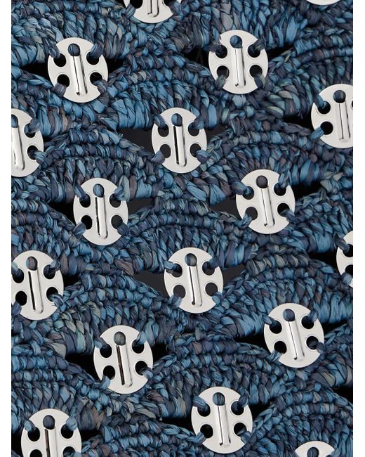 Rabanne Blue Woven Raffia Tote Bag