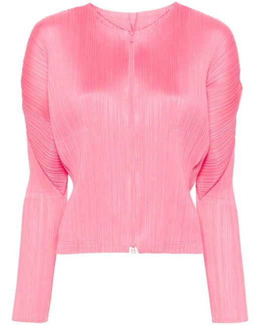 Veste zippée à design plissé Pleats Please Issey Miyake en coloris Pink