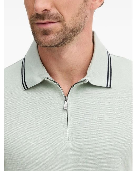 ARMANI EXCHANGE Green Zip-Fastening Tipped-Collar Polo Shirt for men