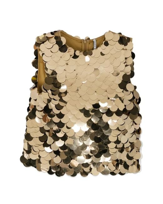 Liviana Conti Natural Sequin-Embellished Sleeveless Top