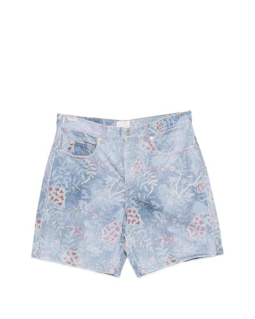 Isabel Marant Blue Floral-Print Cotton Shorts for men