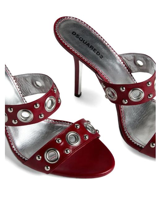 DSquared² Pink Eyelet-Embellishment Leather Sandals