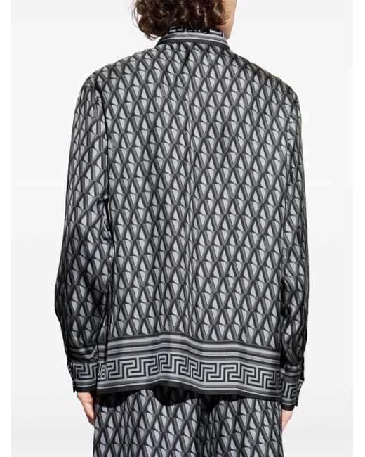 Versace Black Chemise À Motif Géométrique for men