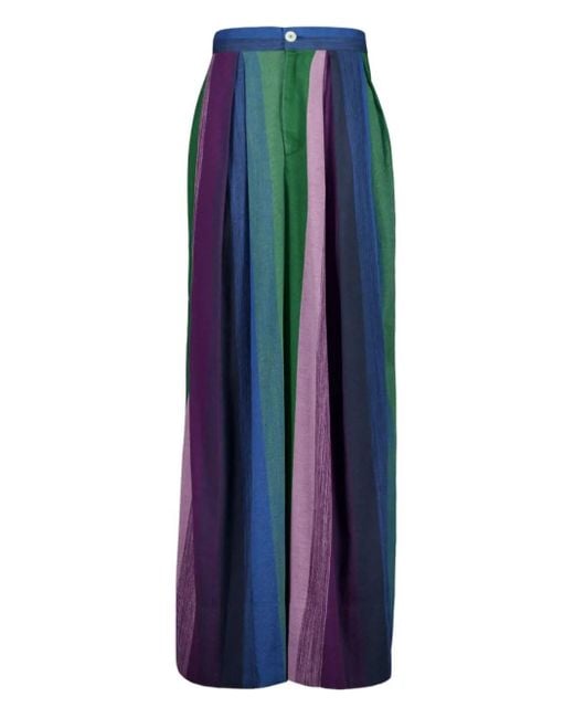 Marrakshi Life Blue Pleated Stripe Trousers
