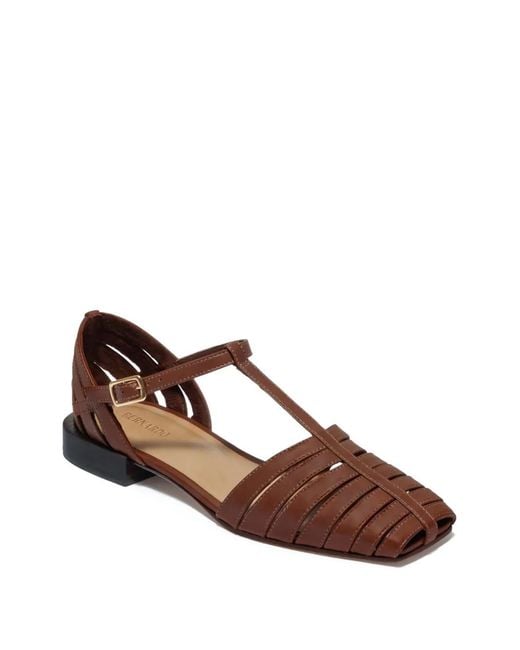 Bernardo Brown Brighton T-Strap Flat Pumps