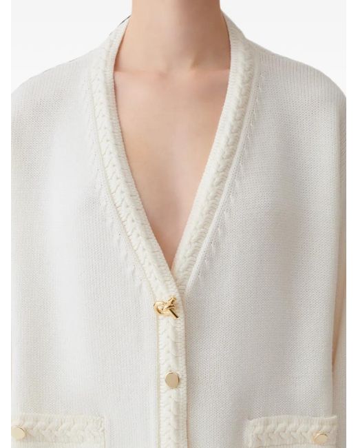 Fabiana Filippi White Braid-Trimmed V-Neck Cardigan
