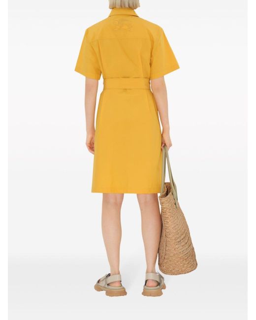 Burberry Yellow Embroidered-motif Cotton-blend Dress