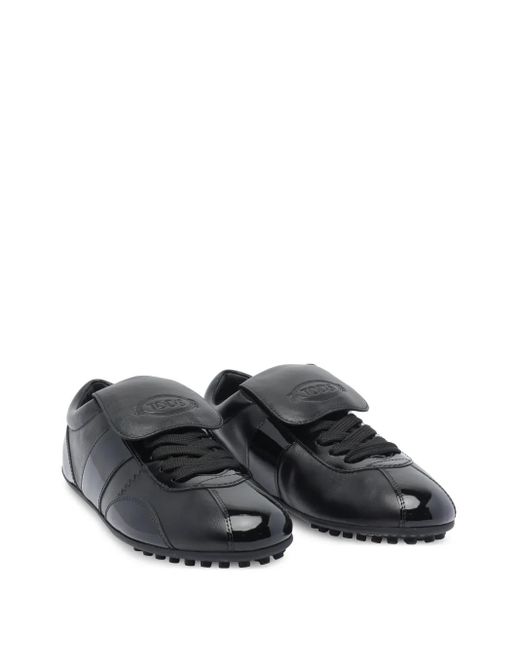 Tod's Black Leather Lace-Up Low-Top Sneakers