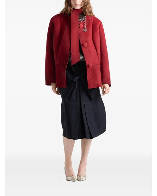 Prada Red Bow-Detail Buttoned Jacket