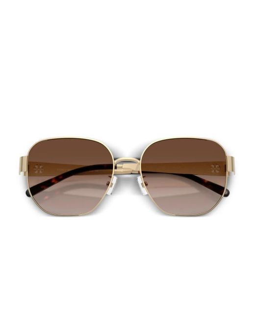 Tory Burch Brown Tortoiseshell Round-Frame Sunglasses