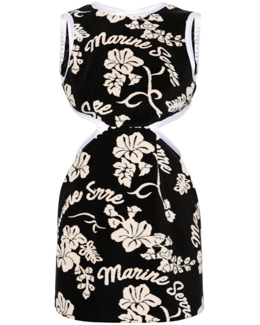 MARINE SERRE Black Jacquard Towels Minidress