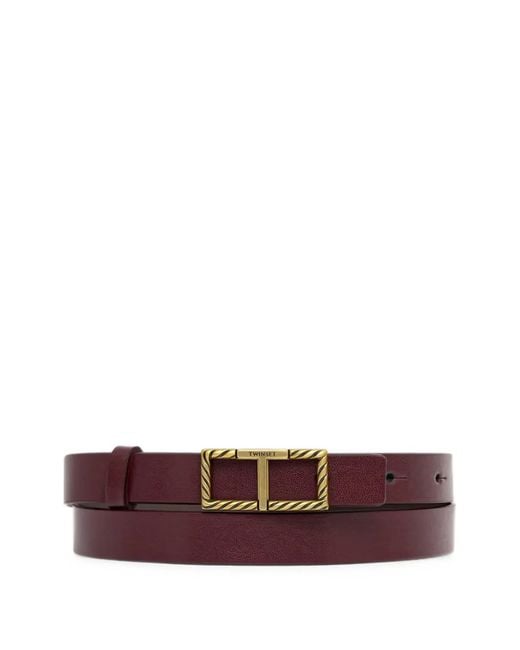 Twinset Purple Reversible Belt With Logoed Buckle