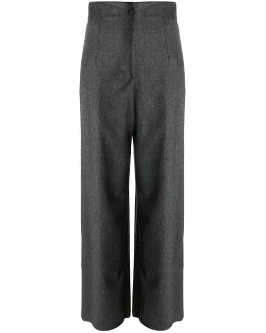 Pantalon Droit À Taille Haute Emporio Armani en coloris Gray