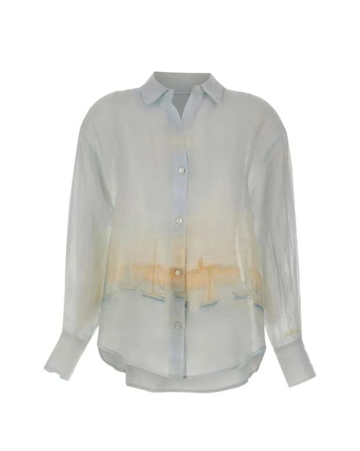 Mc2 Saint Barth Gray Cristal Oversized Shirt