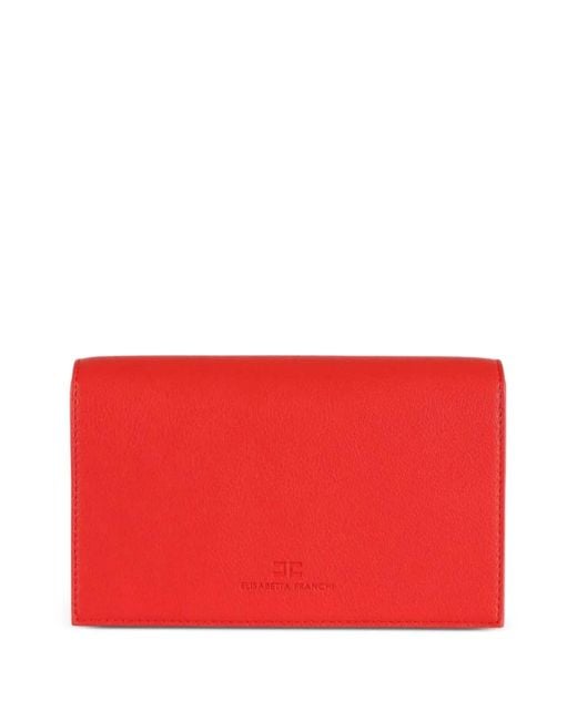 Elisabetta Franchi Red Logo-Plaque Chain-Strap Cross Body Bag
