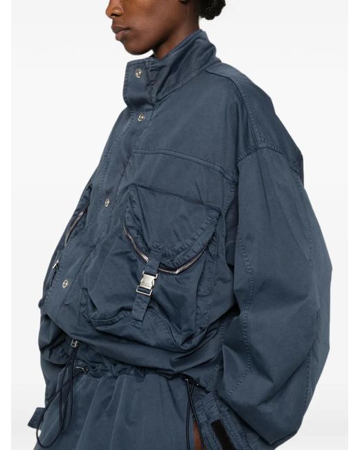 The Attico Blue Cargo-Pocket Bomber Jacket