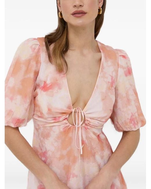 Bardot Pink V-Neck Midi Dress