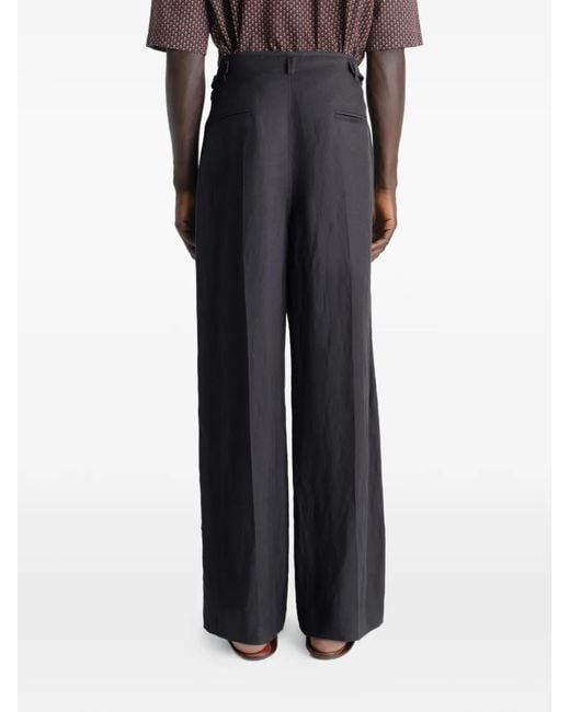 Lemaire Blue Pleated Tailored Pants for men
