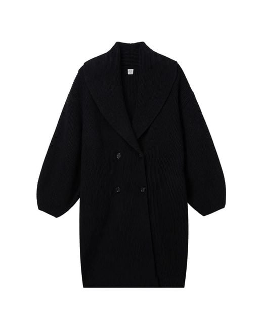 Totême Black Double-Breasted Cardi-Coat