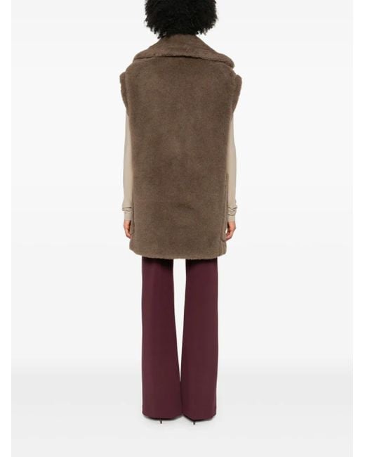 Max Mara Brown Alpaca And Wool Teddy Vest