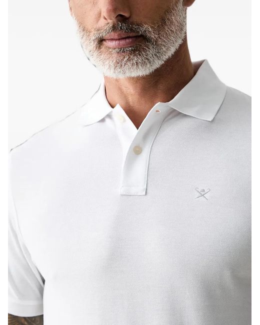 Hackett White Logo-Embroidered Polo Shirt for men