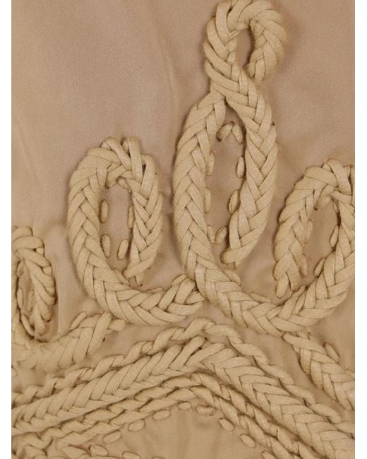 Ermanno Scervino Natural Embroidered Belted Trench Coat