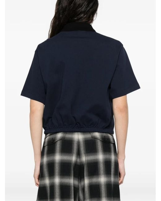 Moncler Blue Drawstring-Waistband Log-Patch Polo Shirt