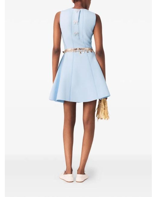 Maje Blue Skater Dress With Jewelled Bows