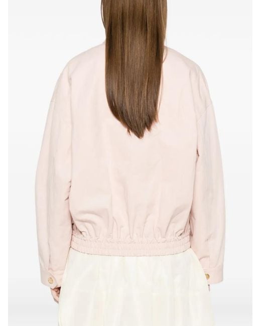 Sandro Pink Zip-Up Pocket Bomber Jacket