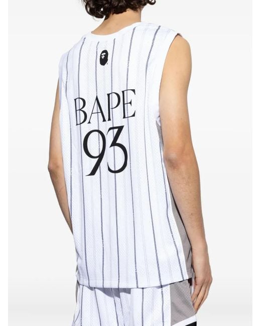 メンズ A Bathing Ape ストライプ トップ White