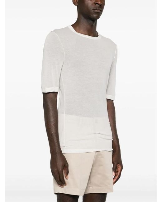AMI White Semi-Sheer Lyocell T-Shirt