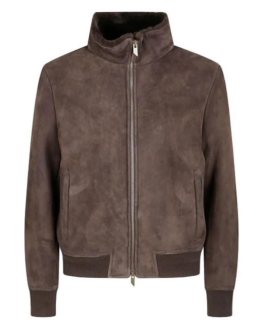 メンズ Salvatore Santoro Zip-up Sheepskin Jacket Brown