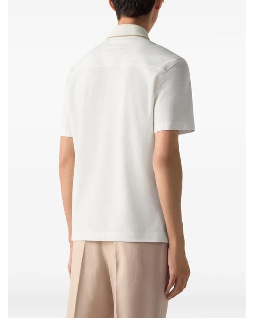 Zegna White Textured Polo Shirt for men
