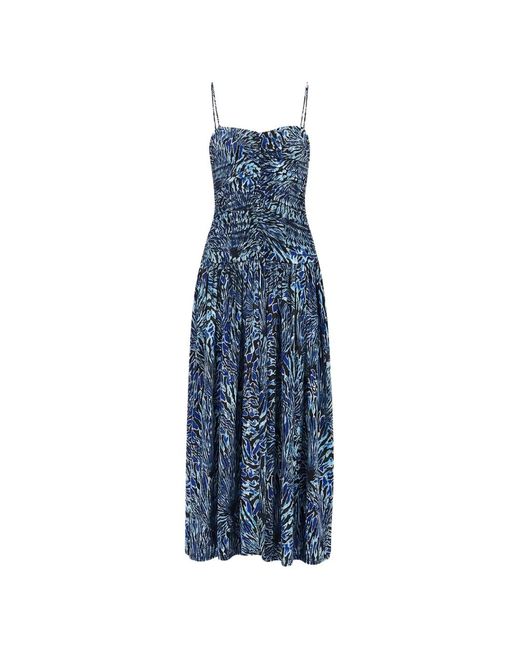 Ulla Johnson Blue Arda Ruched Jersey Dress