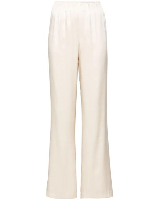 Anine Bing White Straight-Leg Silk Trousers