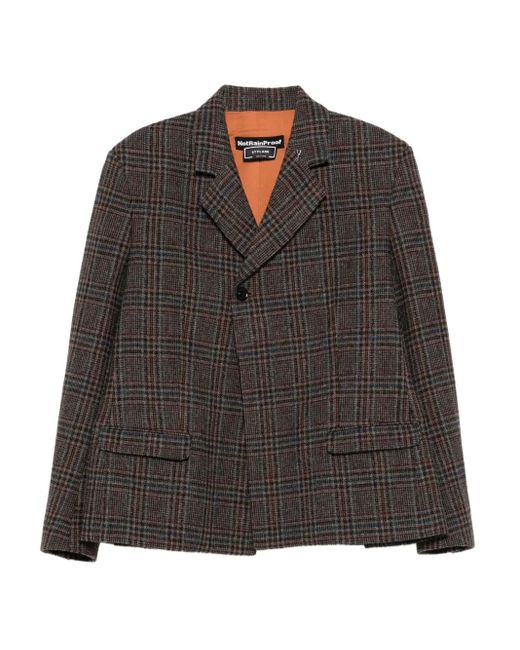 Styland Black Check-Pattern Wool Blazer