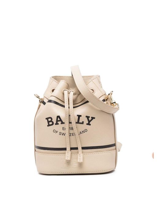 Bally Logoprint Leather Bucket Bag in Natural Lyst Canada