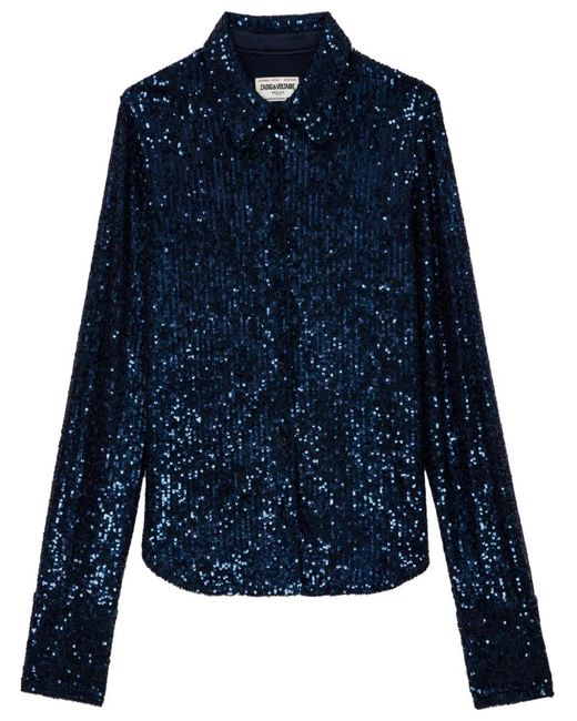 Zadig & Voltaire Blue Tawny Sequins Shirt