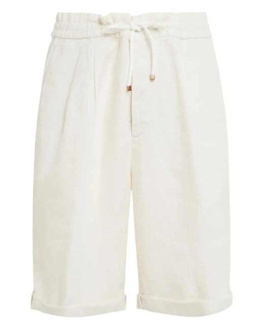 Brunello Cucinelli White Bermuda Shorts With Drawstring for men
