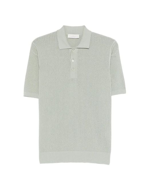 LUIGI GENTILE Gray Open-Knit Polo Shirt for men