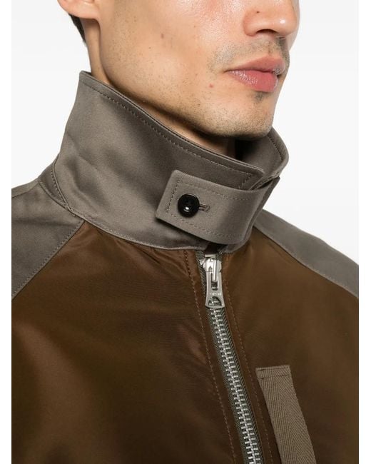 Sacai Brown Zipped Panelled Jacket for men