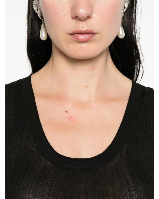 Nackiyé Black Ribbed Sheer Top