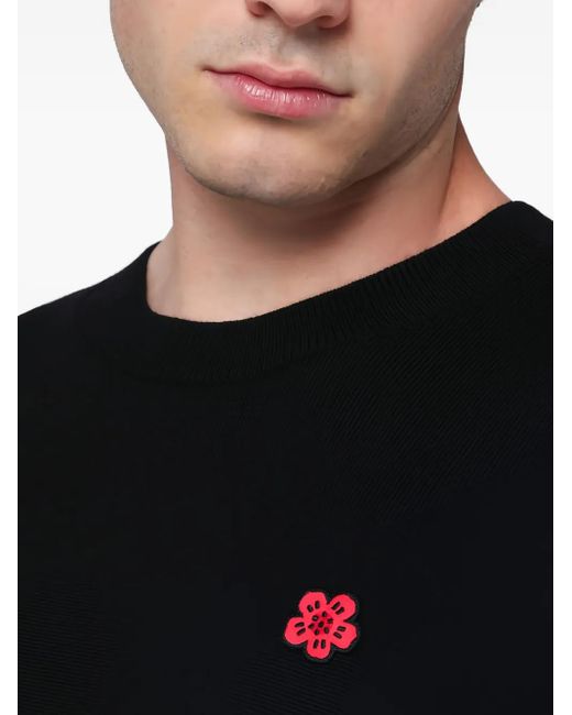 KENZO Black Boke Flower Crew-Neck Sweater for men