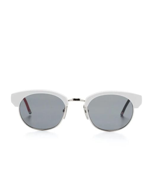 Thom Browne Gray Clubmaster-Frame Sunglasses