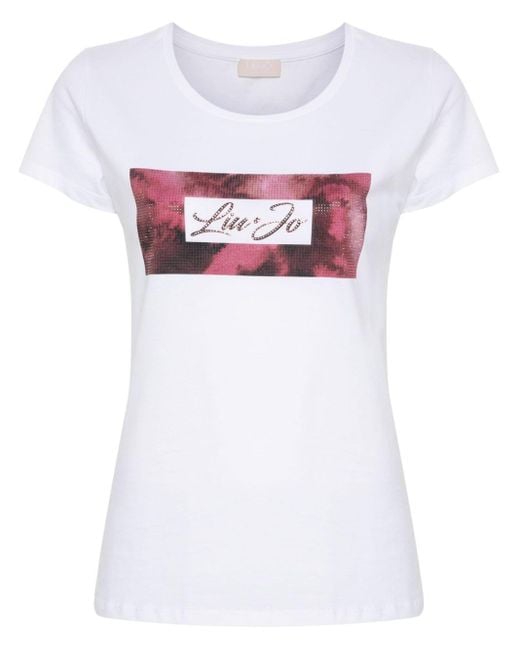 Liu Jo White Abstract-Print T-Shirt